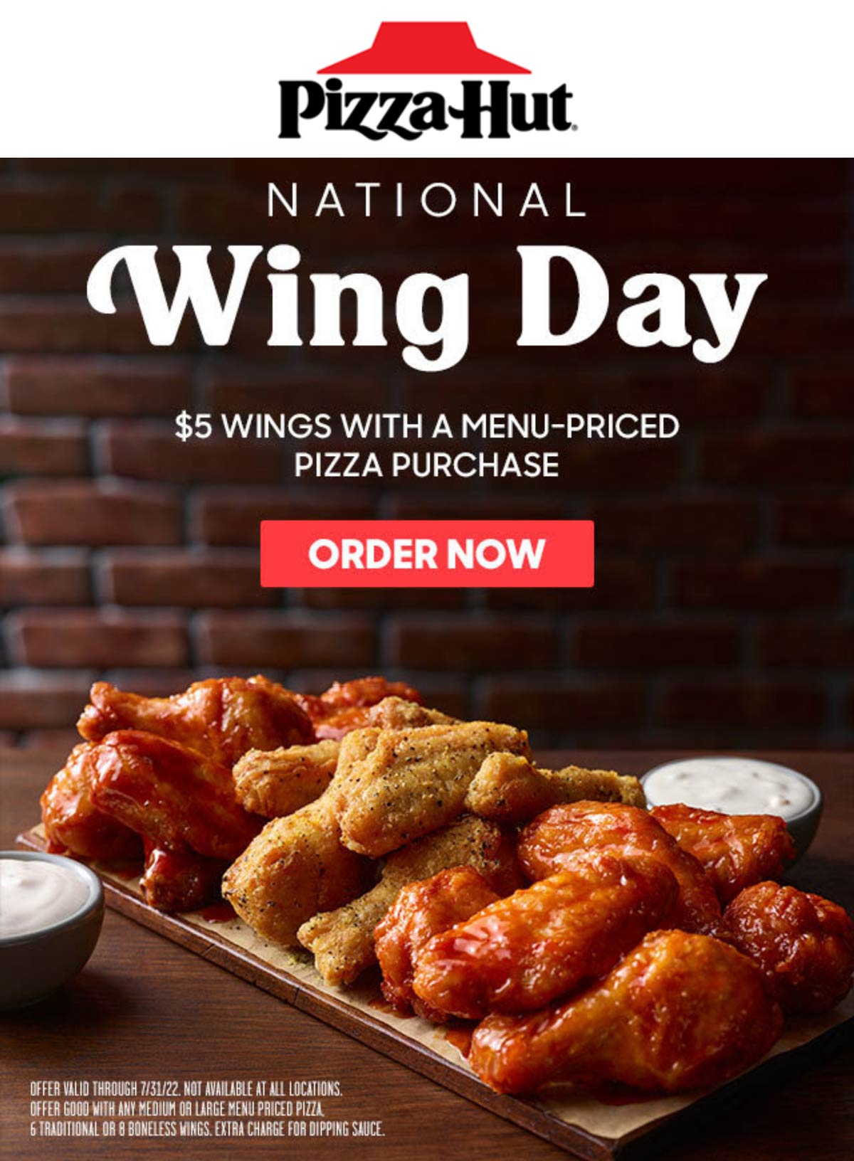 Pizza Hut restaurants Coupon  $5 wings with your pizza at Pizza Hut #pizzahut 