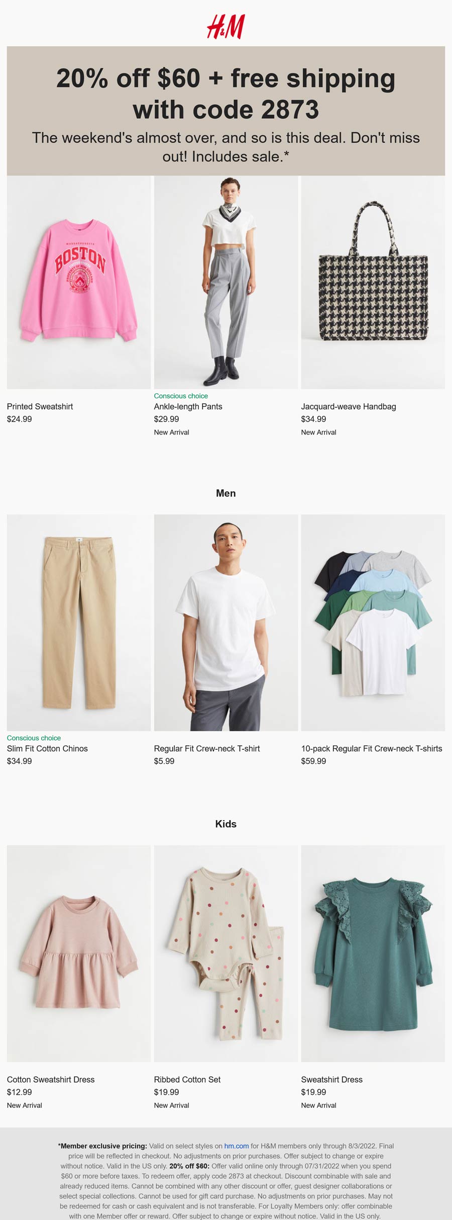 H&M stores Coupon  20% off $60 at H&M via promo code 2873 #hm 