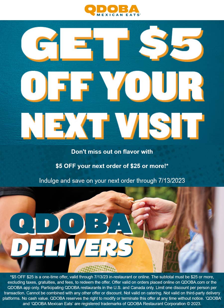 Qdoba restaurants Coupon  $5 off $25 online at Qdoba restaurants #qdoba 