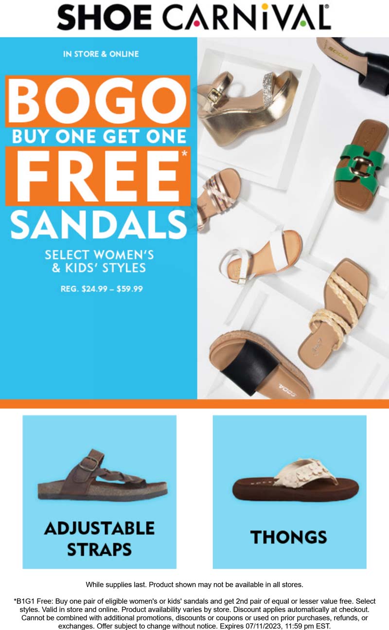 Shoe Carnival stores Coupon  Second sandals free at Shoe Carnival, ditto online #shoecarnival 