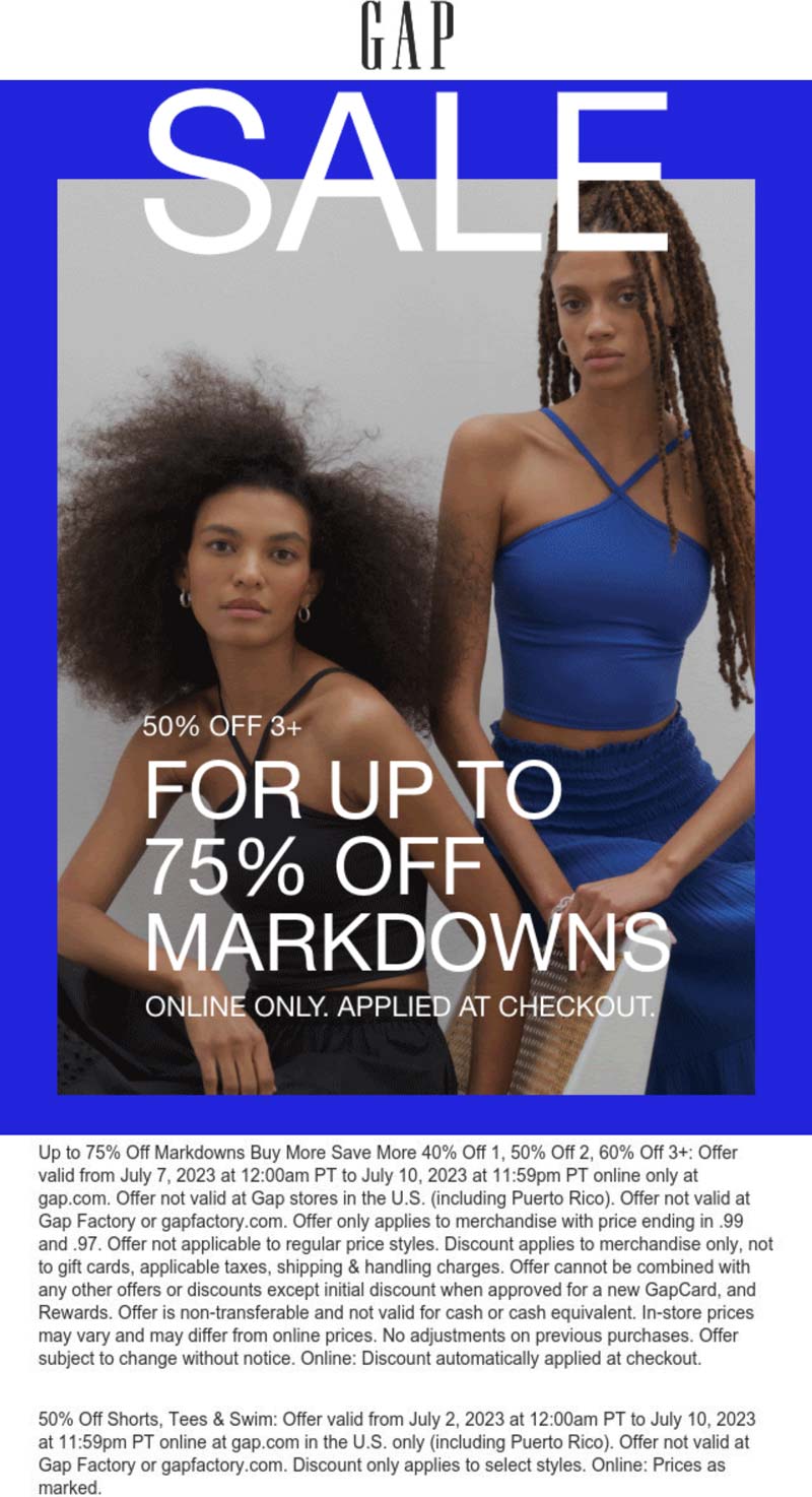 Gap stores Coupon  Extra 60% off 3+ sale items online at Gap #gap 