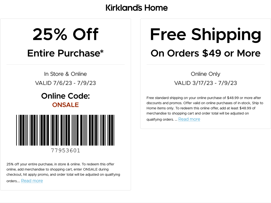 Kirklands stores Coupon  25% off today at Kirklands, or online via promo code ONSALE #kirklands 