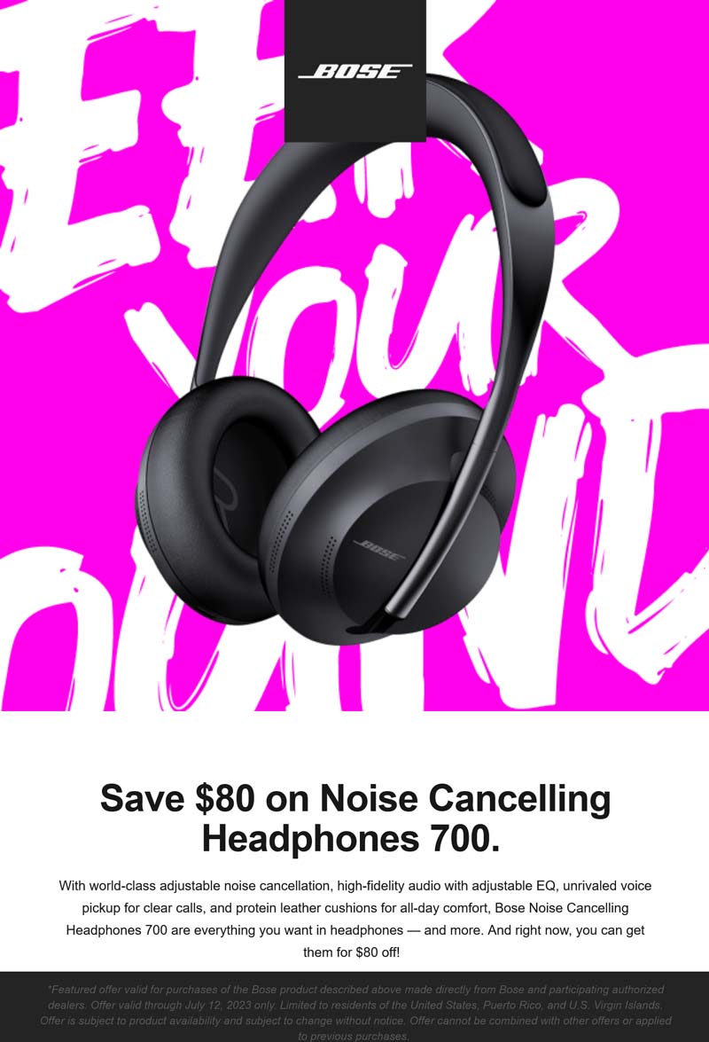 Bose stores Coupon  $80 off noise cancelling headphones 700 at Bose #bose 