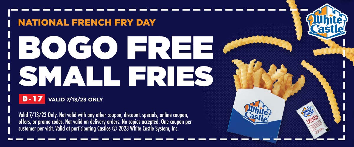 Second french fries free Thursday at White Castle #whitecastle The