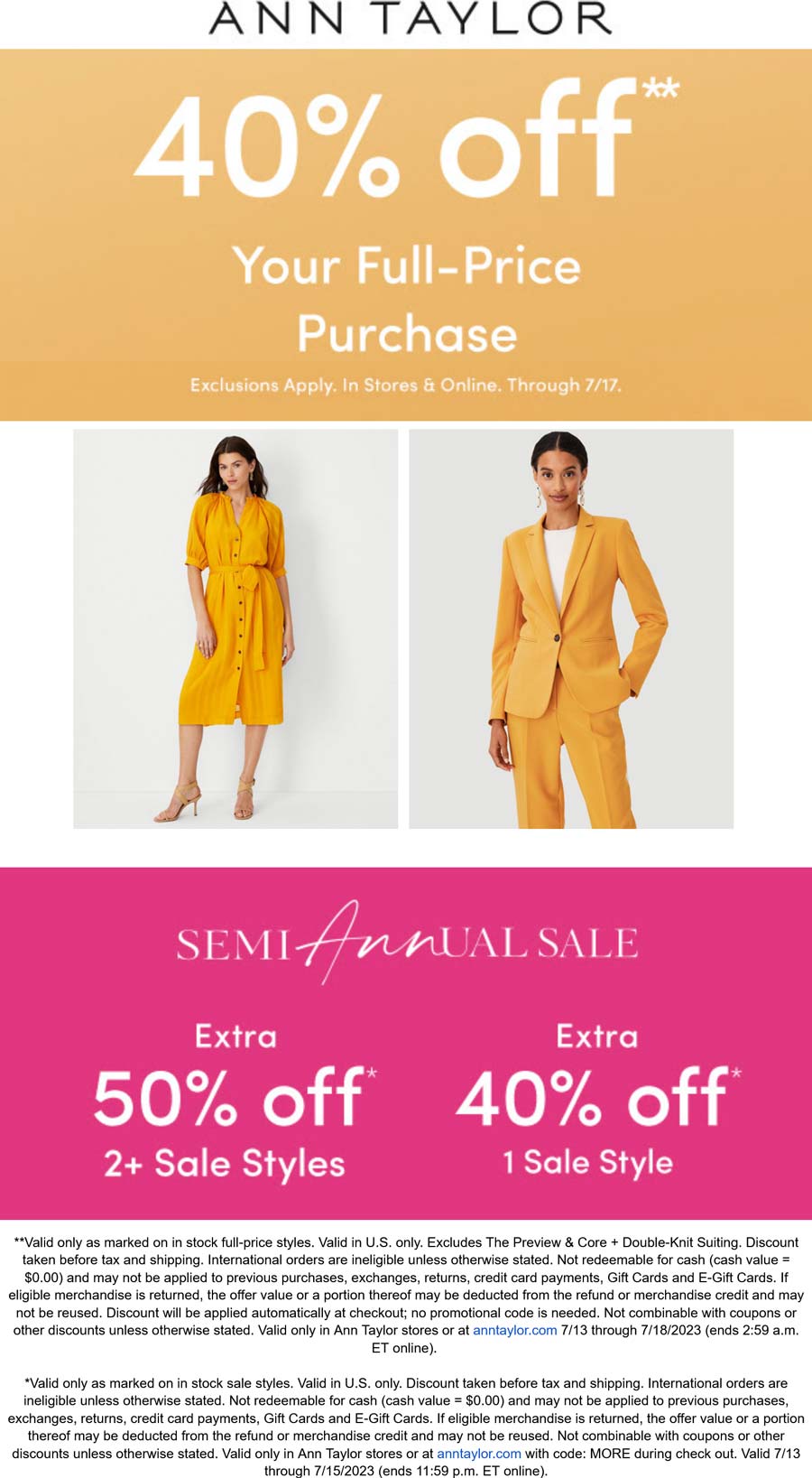 Ann Taylor stores Coupon  40% off at Ann Taylor, ditto online #anntaylor 