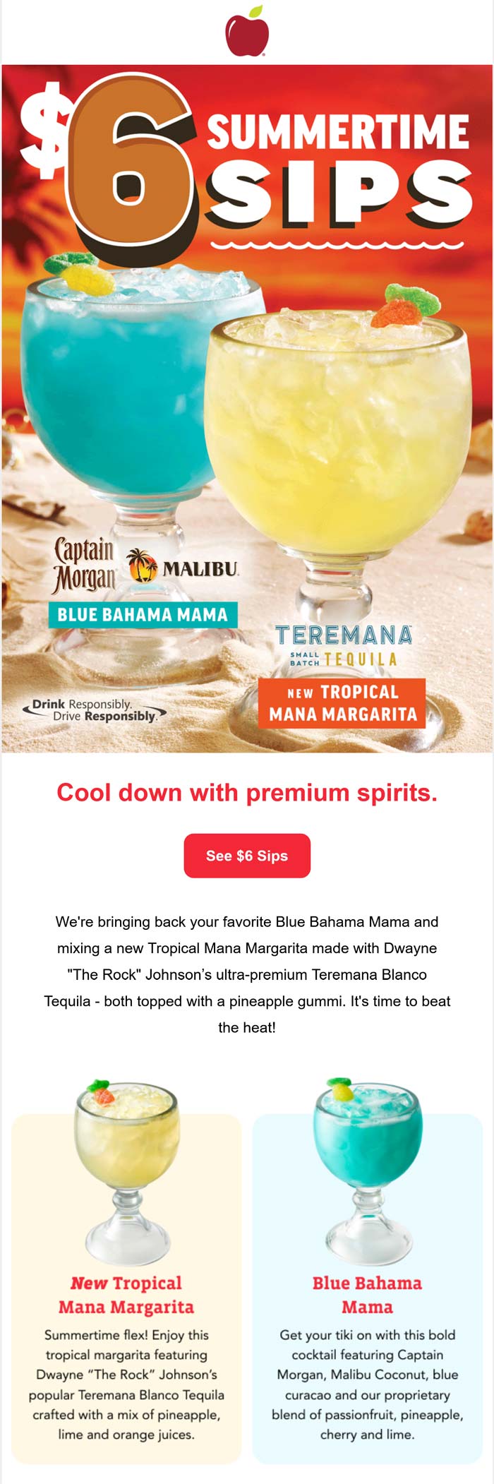 Applebees restaurants Coupon  $6 bahama mama or margaritas at Applebees restaurants #applebees 