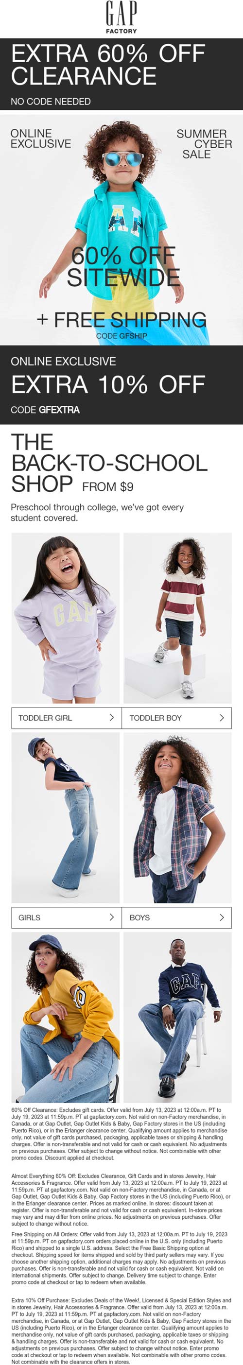 Gap Factory stores Coupon  Extra 60% off clearance & more online at Gap Factory #gapfactory 