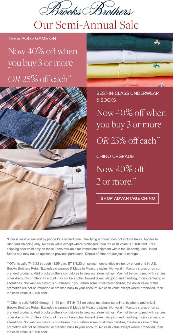 Brooks Brothers stores Coupon  25-40% off polos & more at Brooks Brothers, ditto online #brooksbrothers 