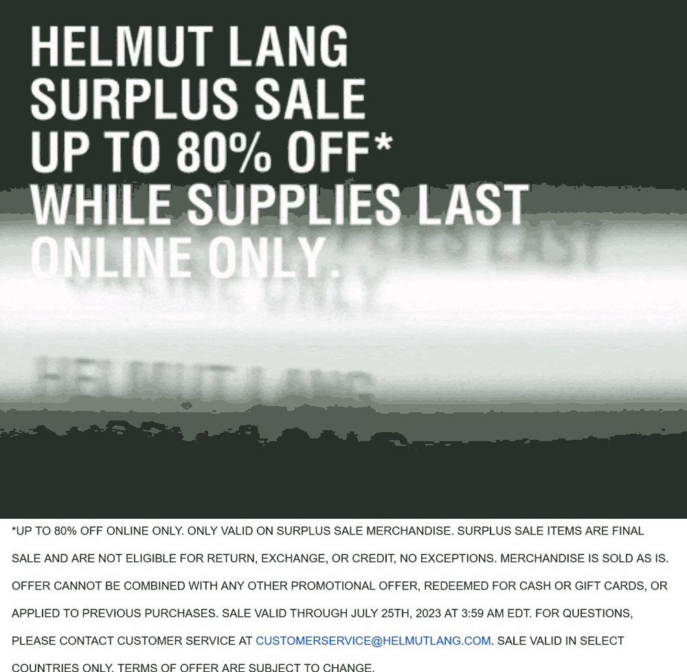 Helmut Lang stores Coupon  Surplus 80% off online at Helmut Lang #helmutlang 