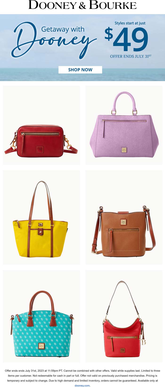 Dooney & Bourke stores Coupon  $49 styles online at Dooney & Bourke #dooneybourke 