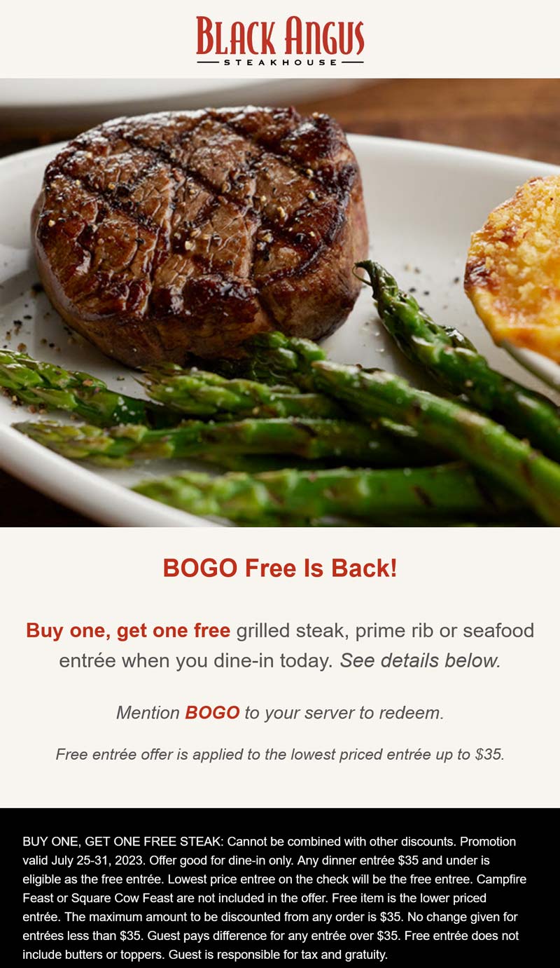 Second steak entree free at Black Angus blackangus The Coupons App®