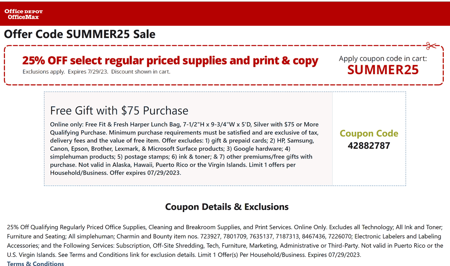 Office Depot stores Coupon  25% off school & office supplies at Office Depot OfficeMax via promo code SUMMER25 #officedepot 