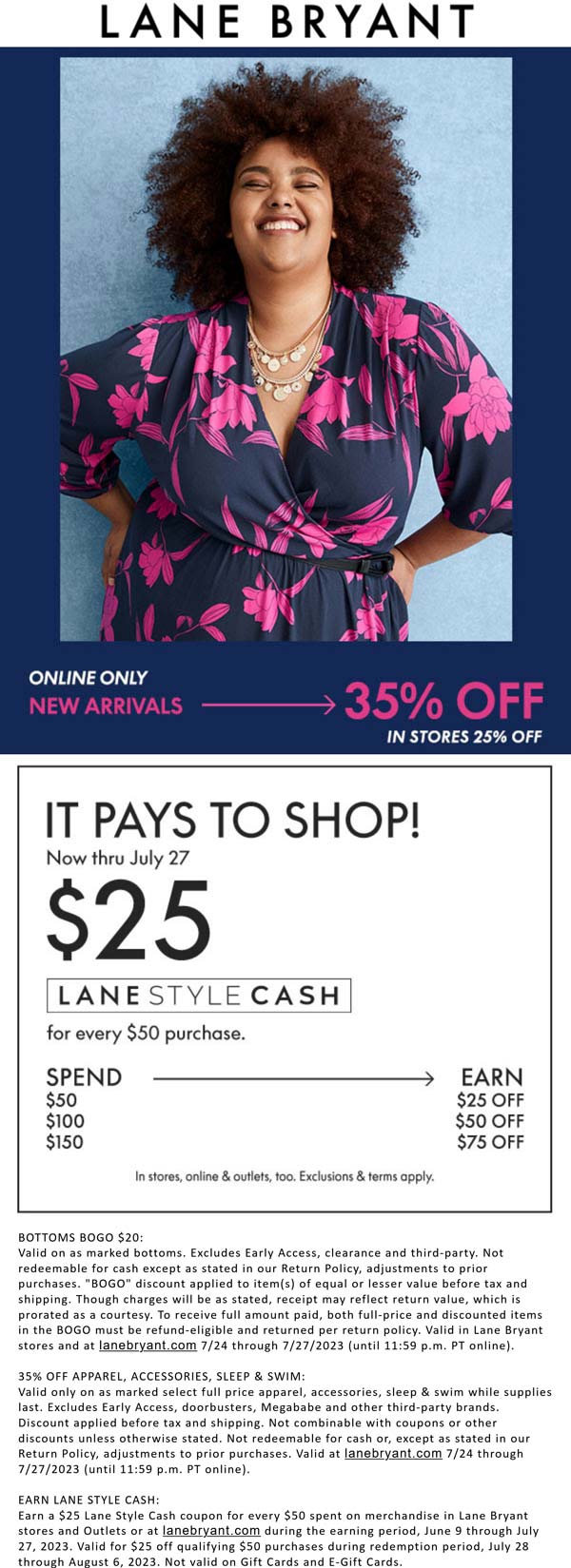 Lane Bryant stores Coupon  25% off new arrivals today at Lane Bryant, or 35% online #lanebryant 