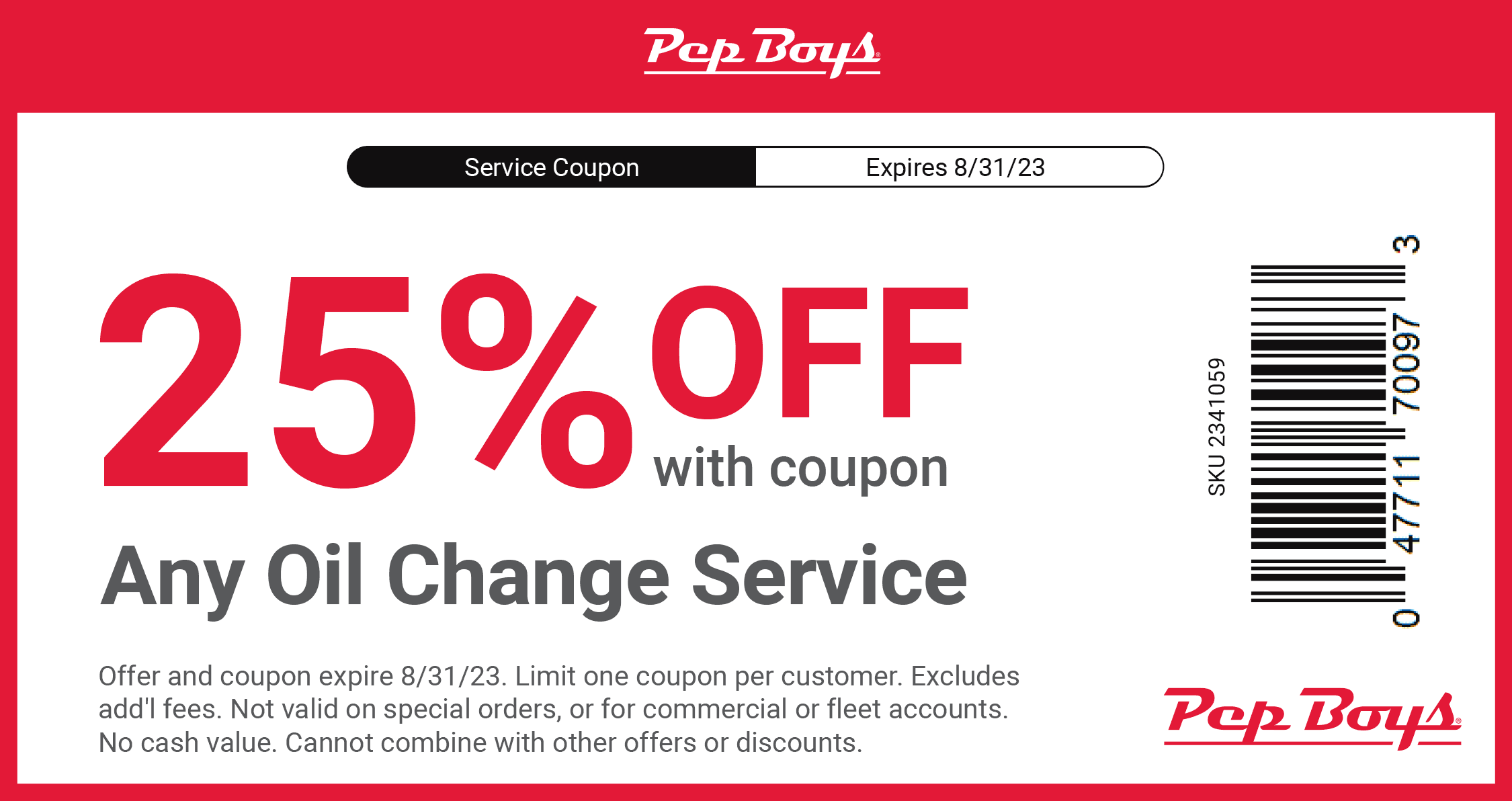 Pep Boys stores Coupon  25% off any oil change at Pep Boys #pepboys 