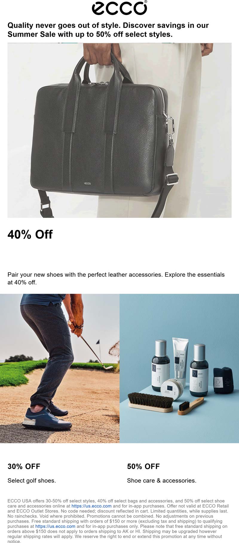 ECCO stores Coupon  40% off bags, 50% off accessories & more online at ECCO #ecco 