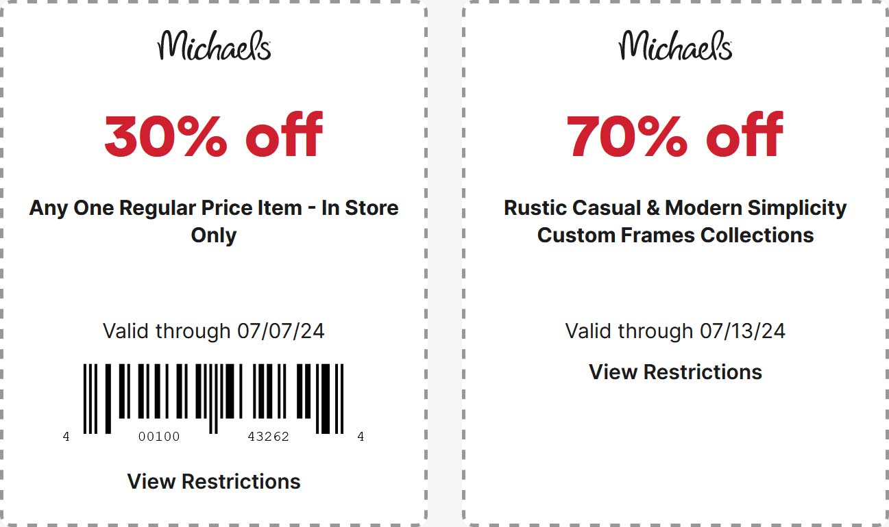 Michaels stores Coupon  30% off a single item today at Michaels #michaels 