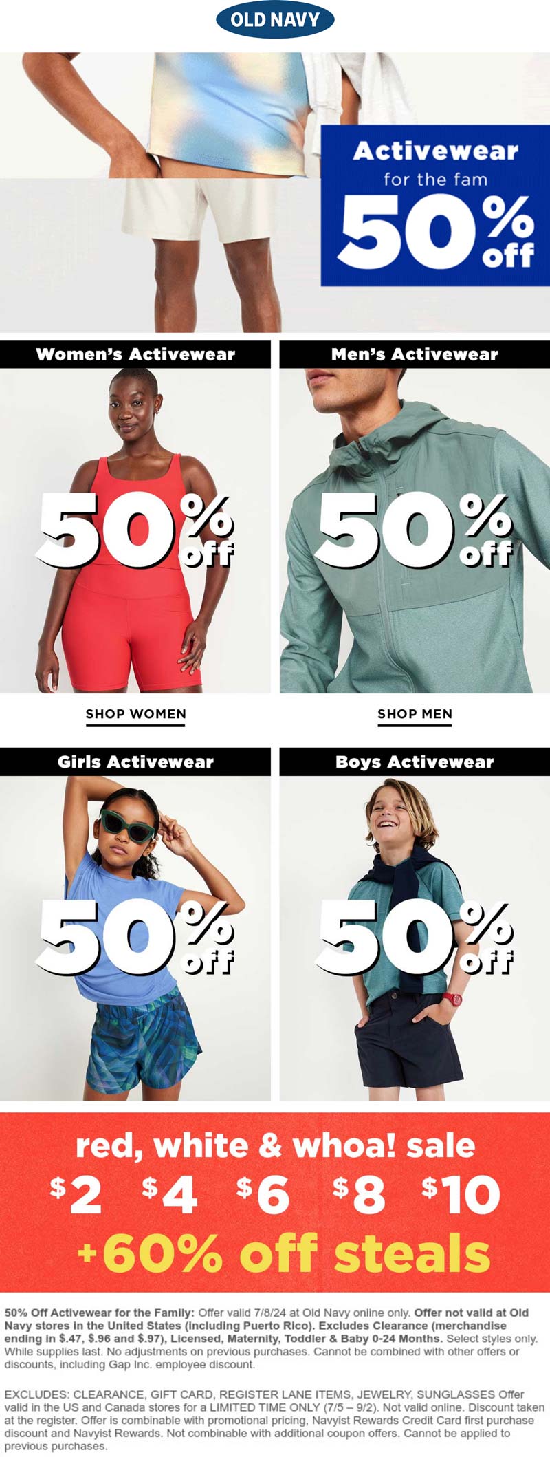 Old Navy stores Coupon  50% off activewear today at Old Navy #oldnavy 