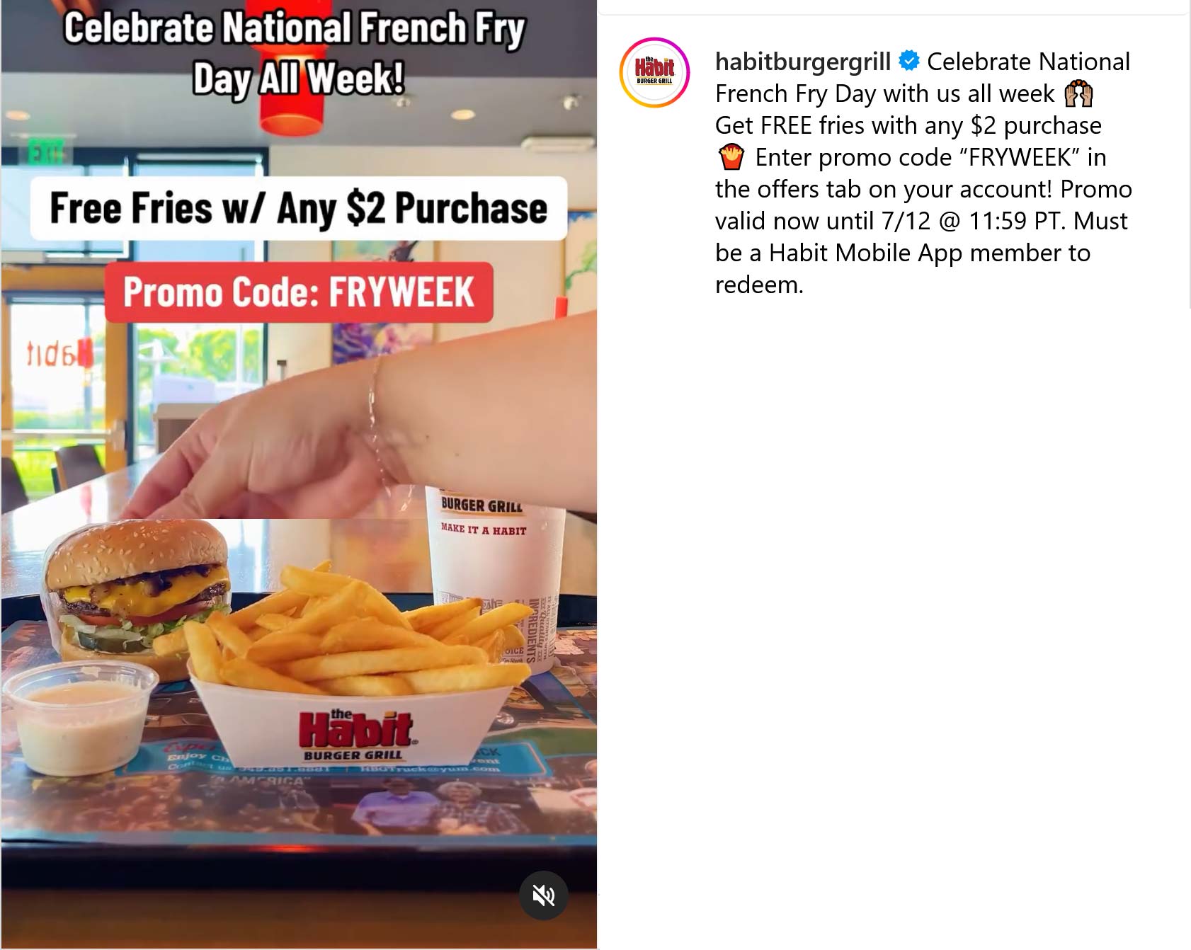 Habit Burger Grill restaurants Coupon  Free fries on $2 at Habit Burger Grill via promo code FRYWEEK #habitburgergrill 