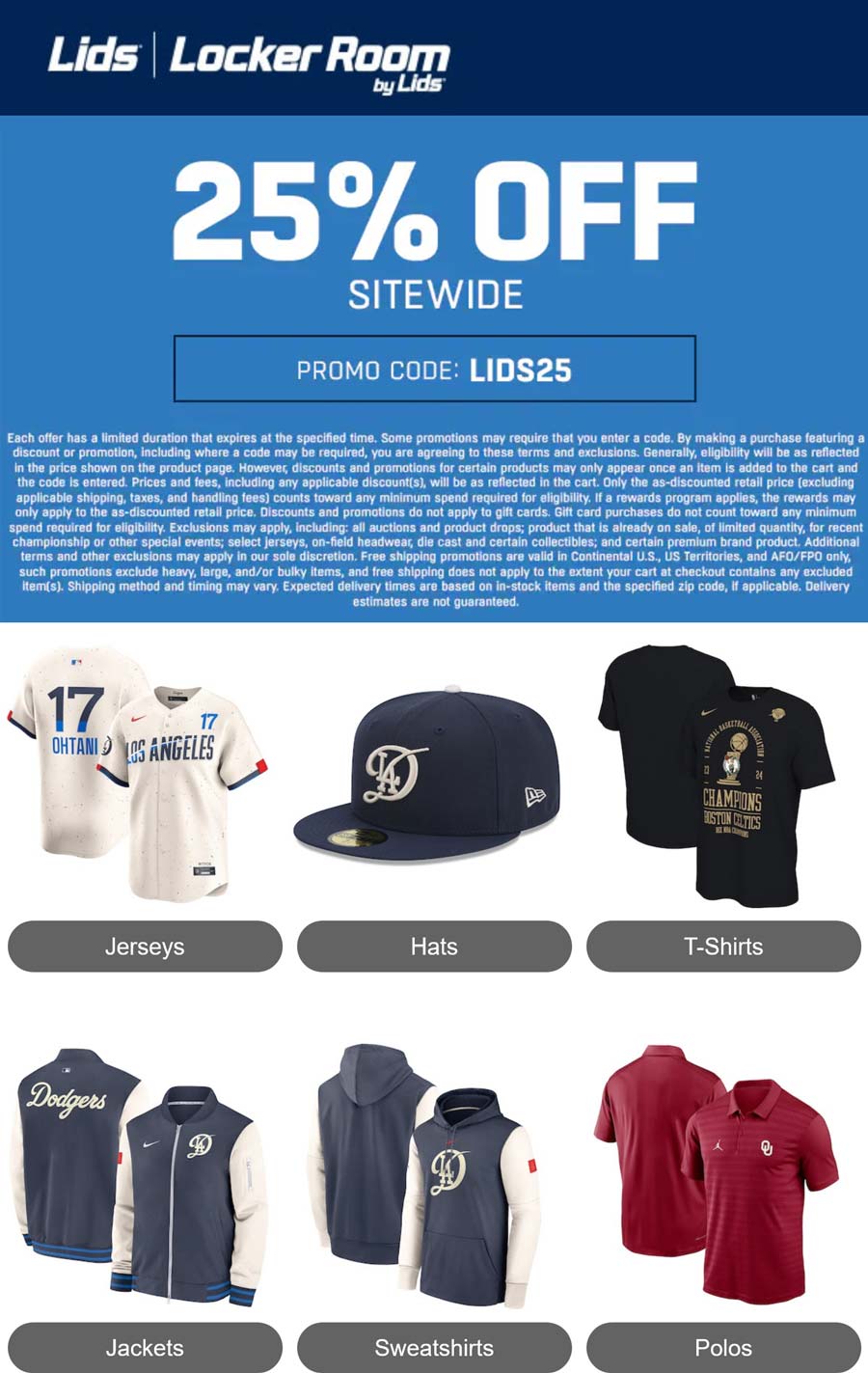 Lids stores Coupon  25% off everything online today at Lids via promo code LIDS25 #lids 