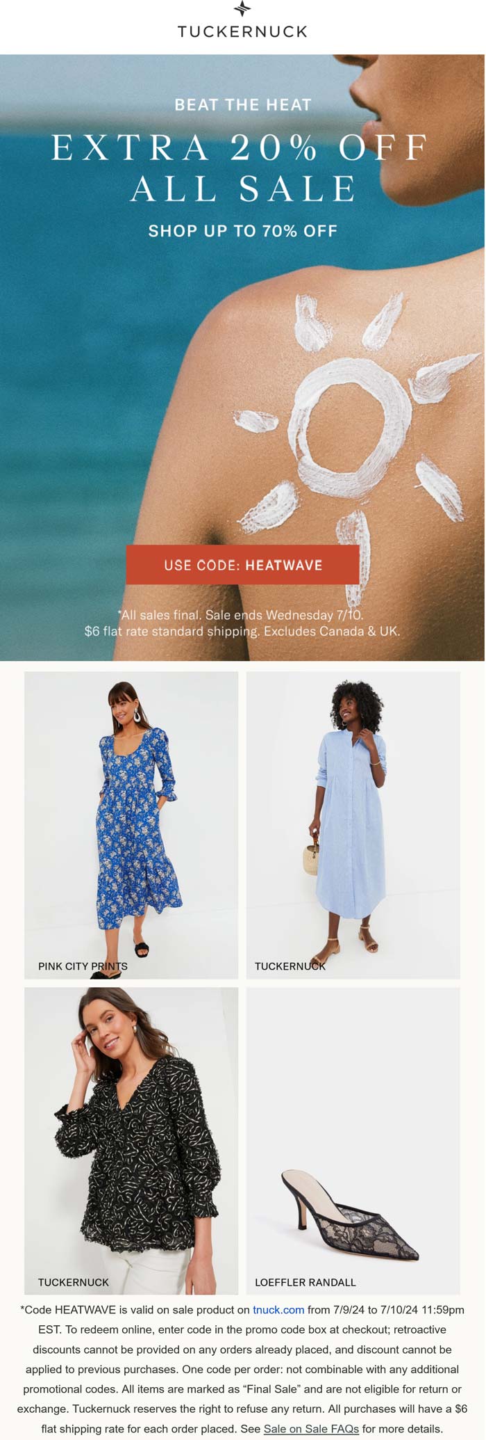 Tuckernuck stores Coupon  Extra 20% off sale items at Tuckernuck via promo code HEATWAVE #tuckernuck 