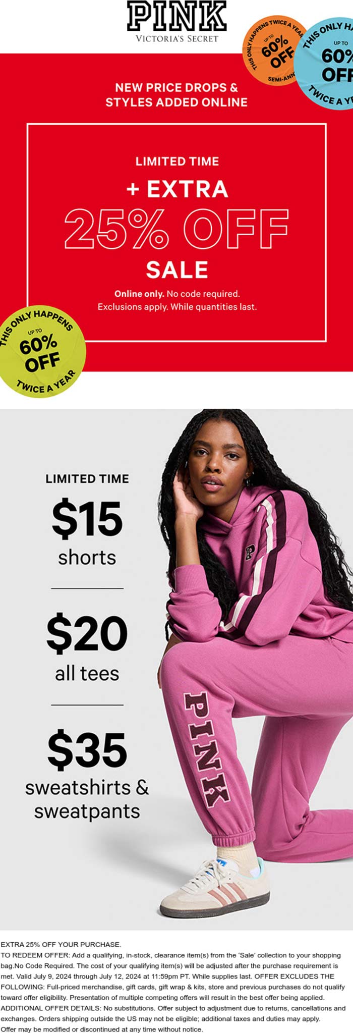 PINK stores Coupon  Extra 25% off sale items & more online at PINK #pink 