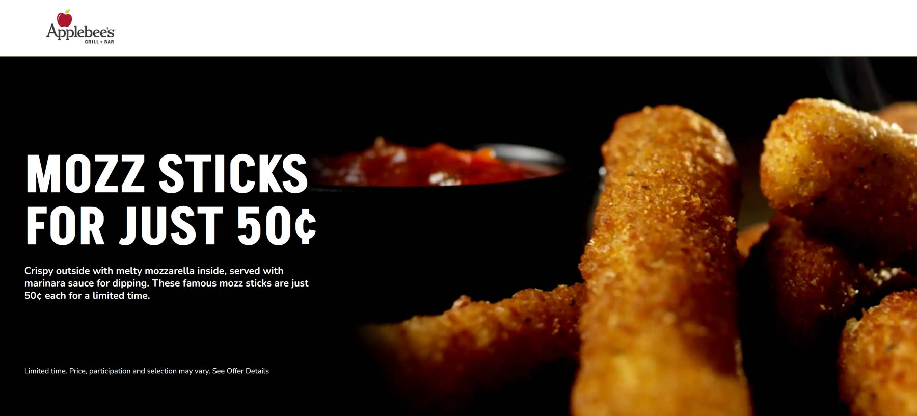 Applebees restaurants Coupon  .50 cent mozzarella sticks at Applebees restaurants #applebees 