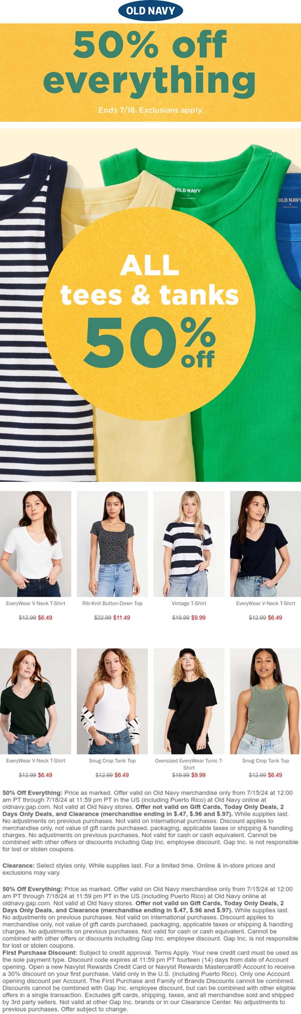 Old Navy stores Coupon  50% off everything at Old Navy #oldnavy 