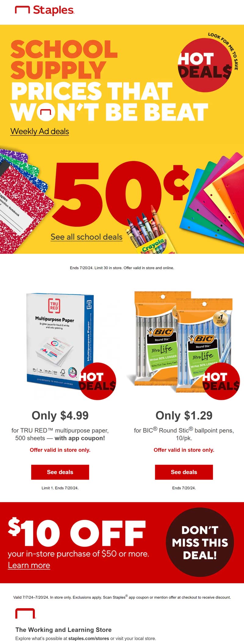 Staples stores Coupon  Various .50 cent school supplies at Staples #staples 