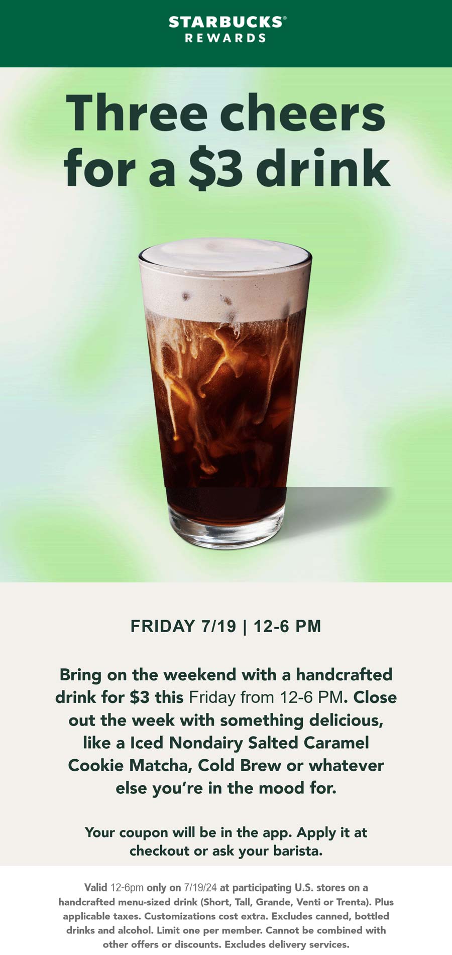 Starbucks restaurants Coupon  $3 drink 12-6p today via login at Starbucks coffee #starbucks 