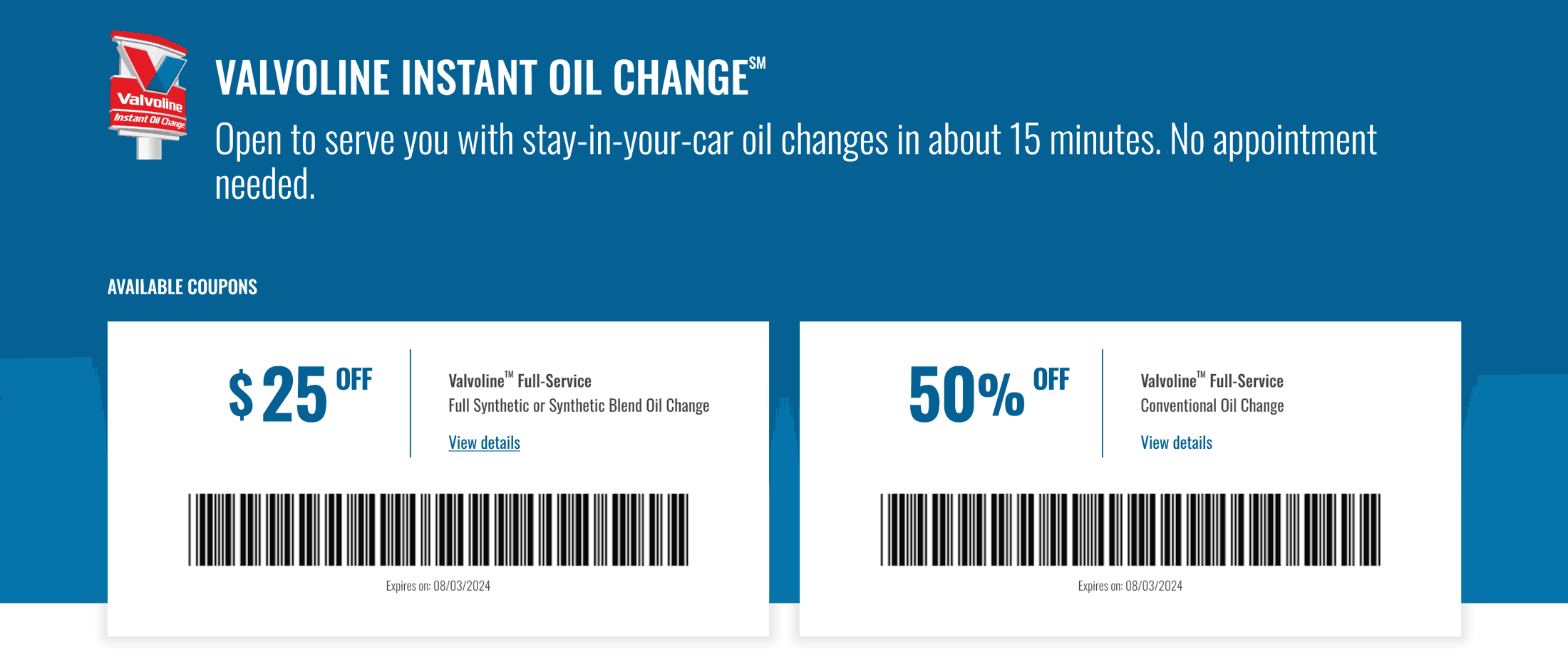 Valvoline stores Coupon  50% off full service conventional or $25 off synthetic oil change at Valvoline #valvoline 