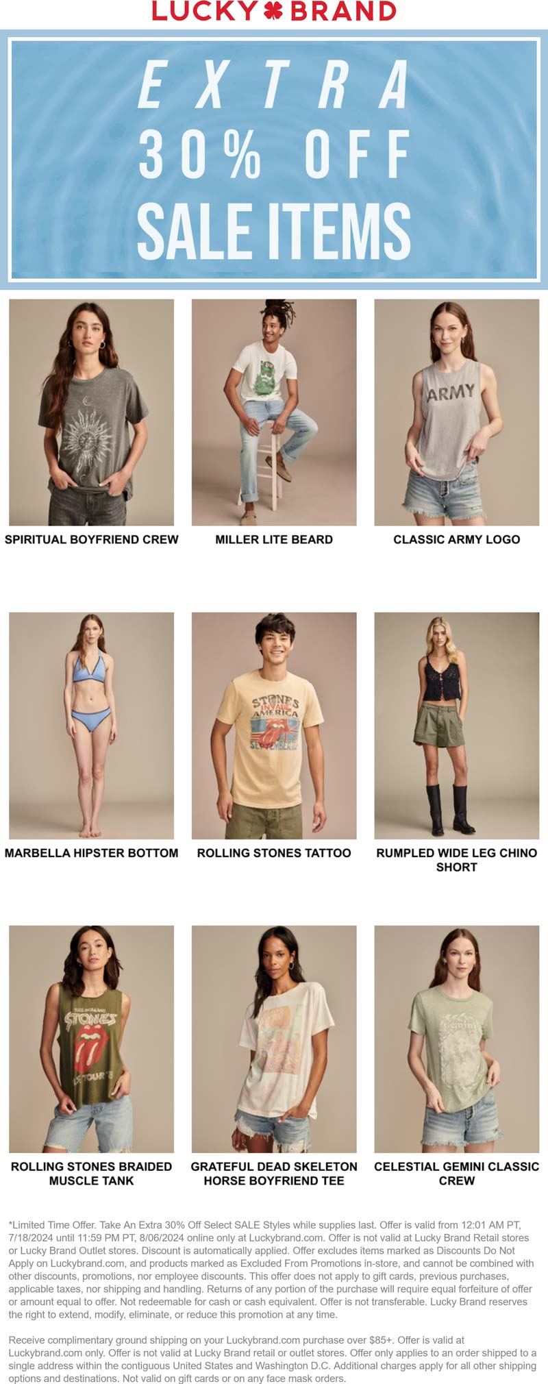 Lucky Brand stores Coupon  Extra 30% off sale items online at Lucky Brand #luckybrand 