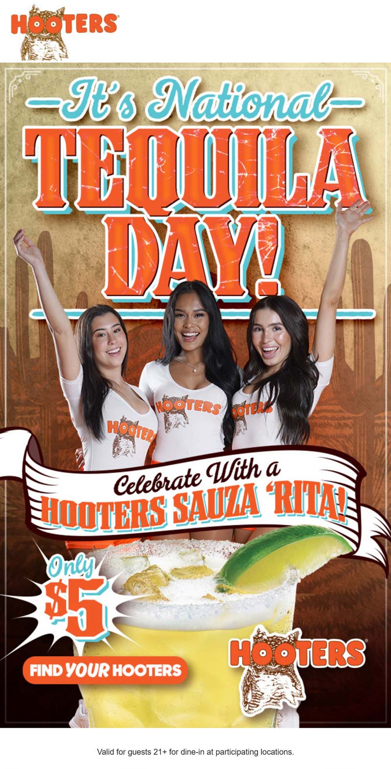 Hooters restaurants Coupon  $5 sauza margarita today at Hooters restaurants #hooters 