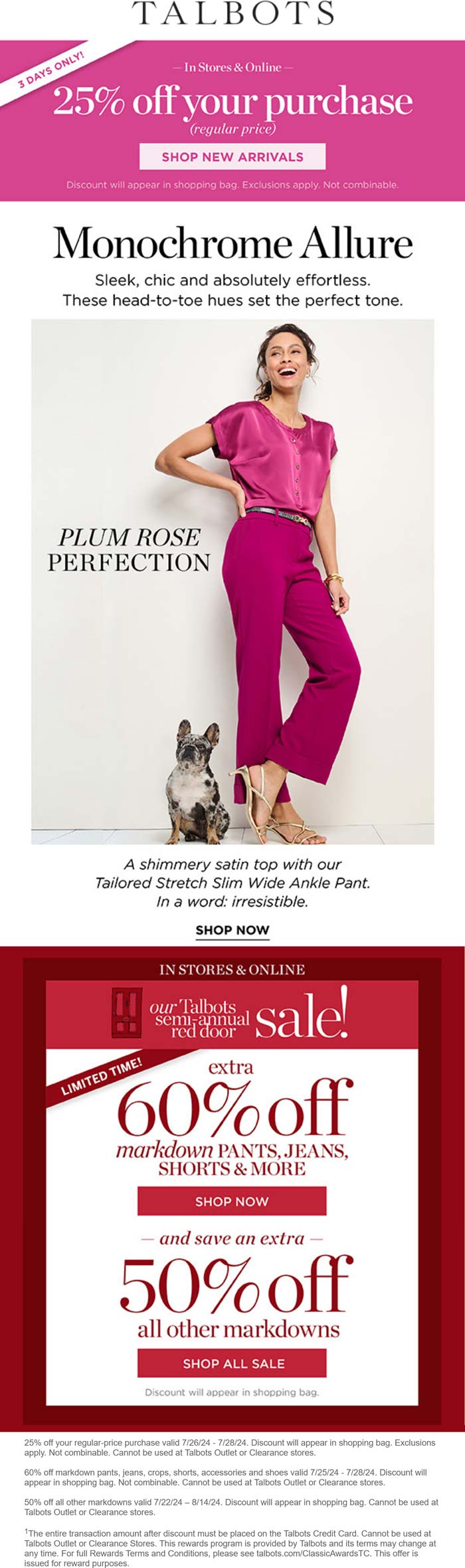 Talbots stores Coupon  25% off & more at Talbots, ditto online #talbots 