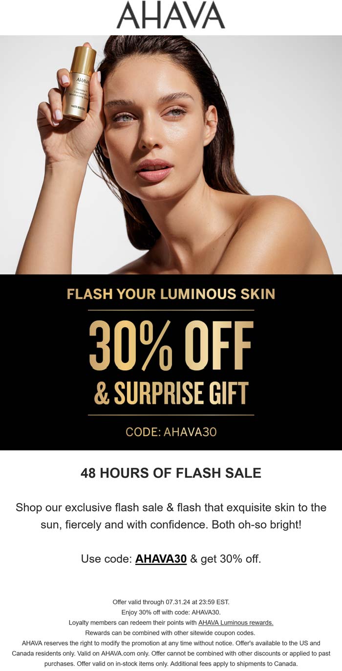 AHAVA stores Coupon  30% off at AHAVA via promo code AHAVA30 #ahava 