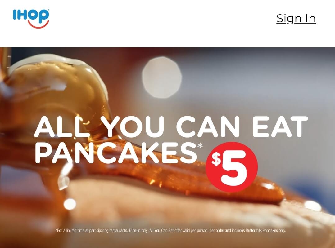 IHOP restaurants Coupon  Bottomless pancakes = $5 at IHOP restaurants #ihop 