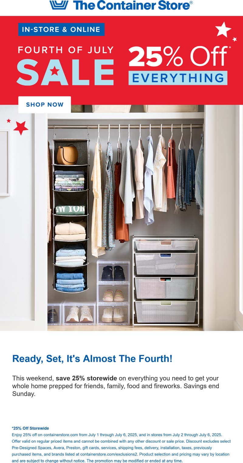 The Container Store coupons & promo code for July 2025