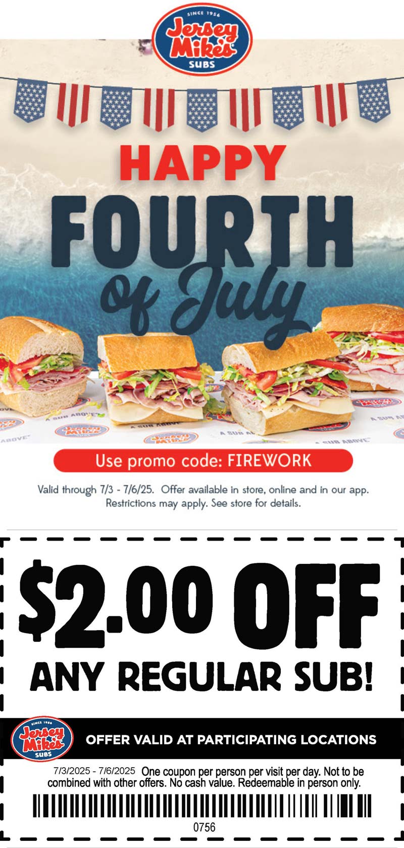 Jersey Mikes coupons & promo code for July 2025