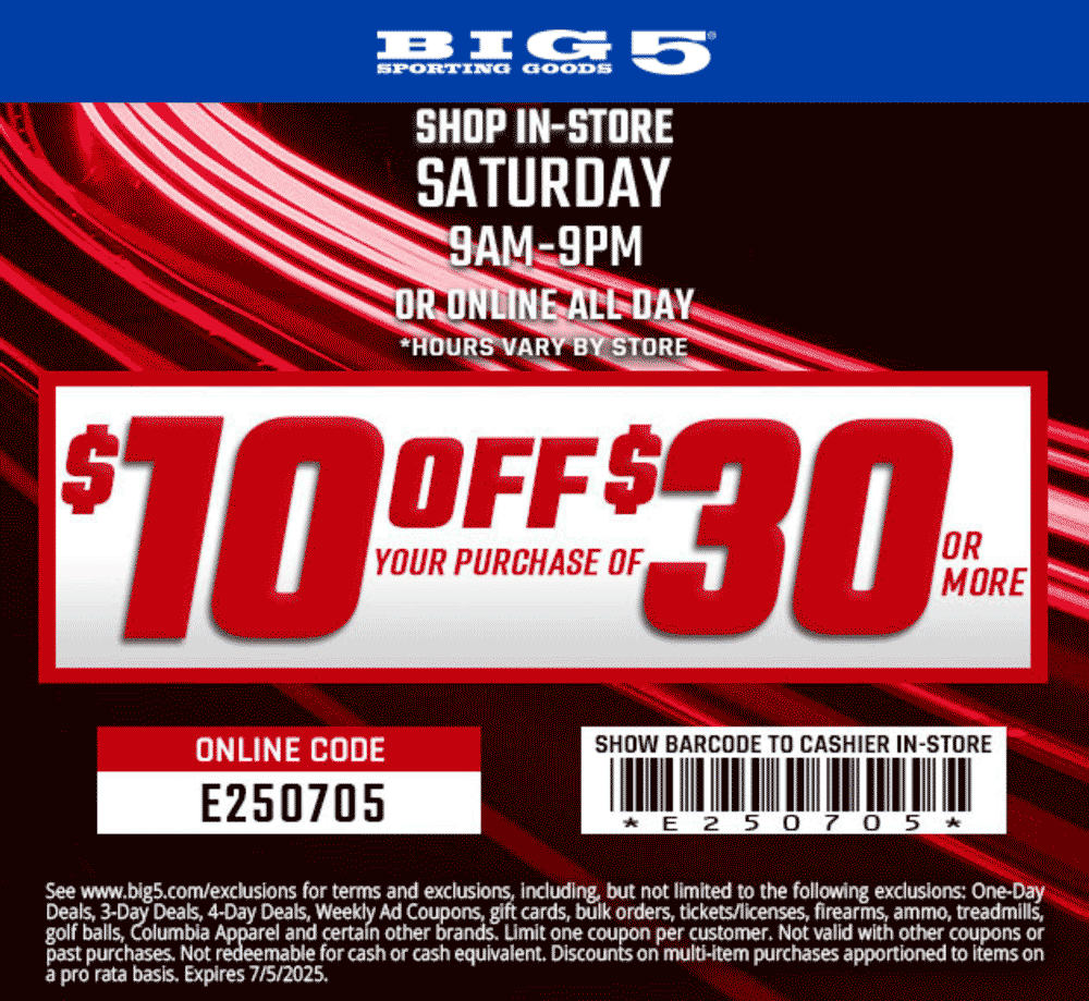 Big 5 coupons & promo code for July 2025