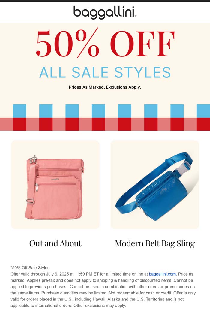 Baggallini coupons & promo code for July 2025