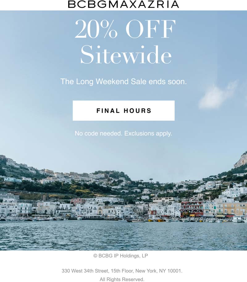 BCBG coupons & promo code for July 2025