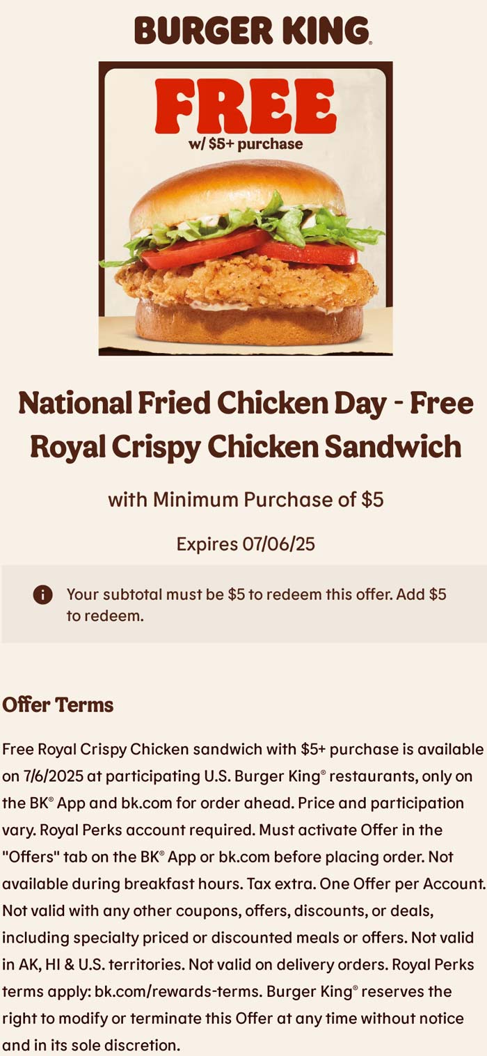 Burger King coupons & promo code for July 2025