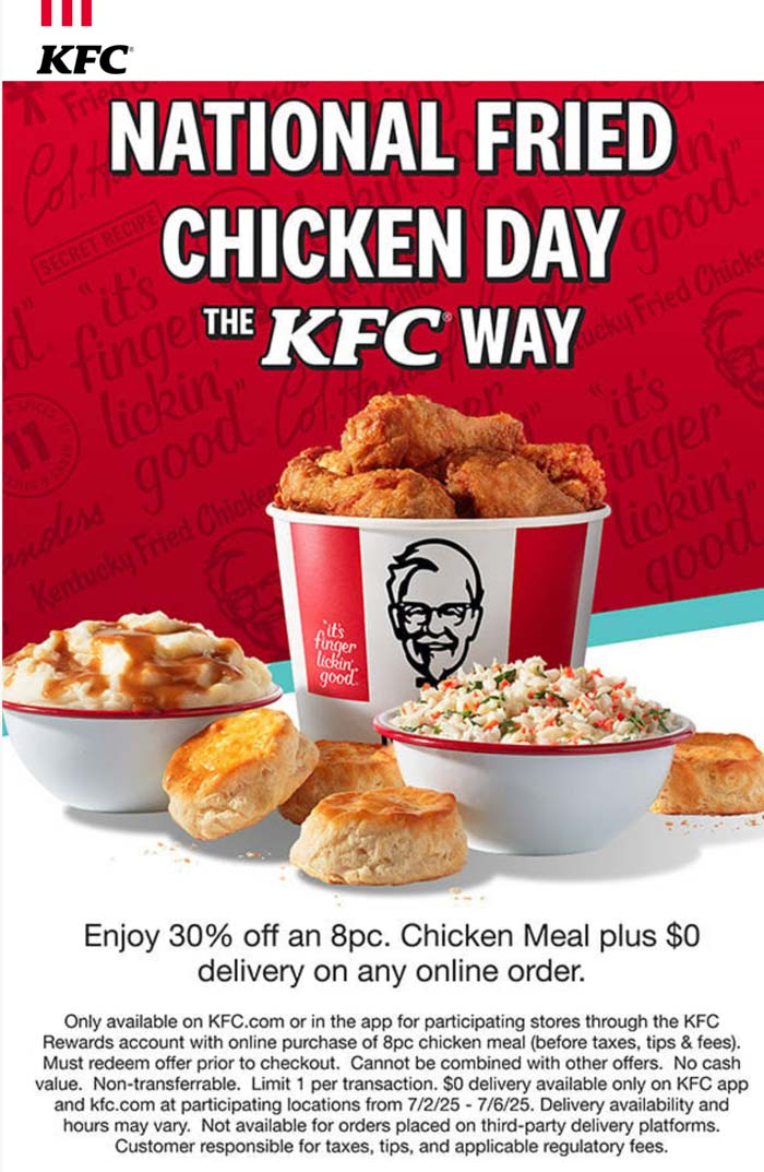 KFC coupons & promo code for July 2025