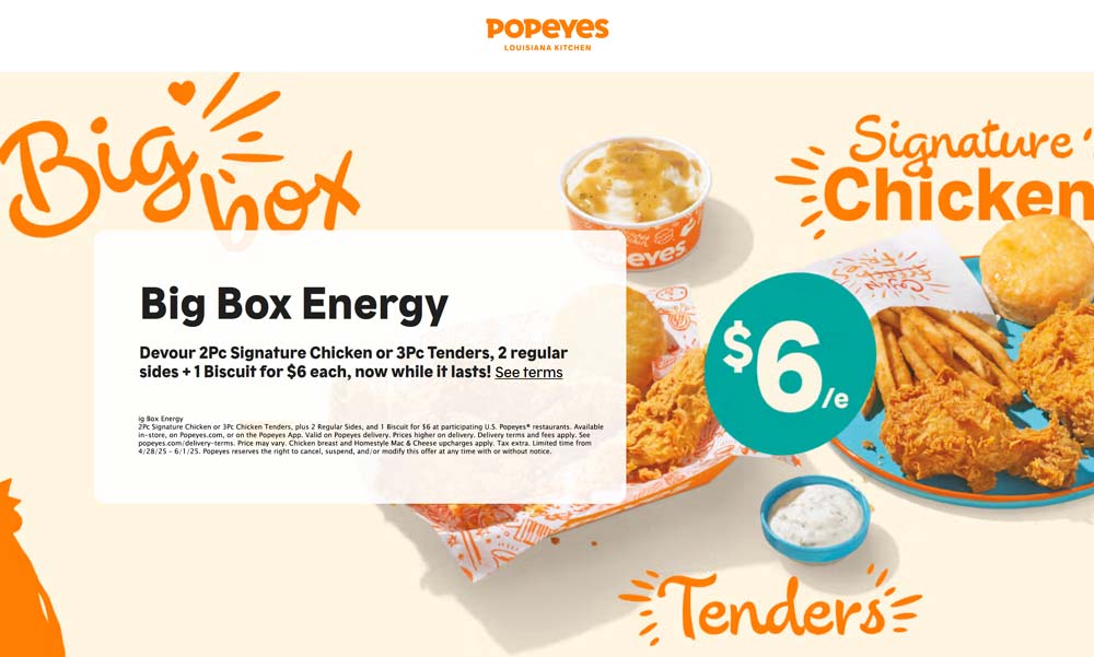 Popeyes coupons & promo code for July 2025