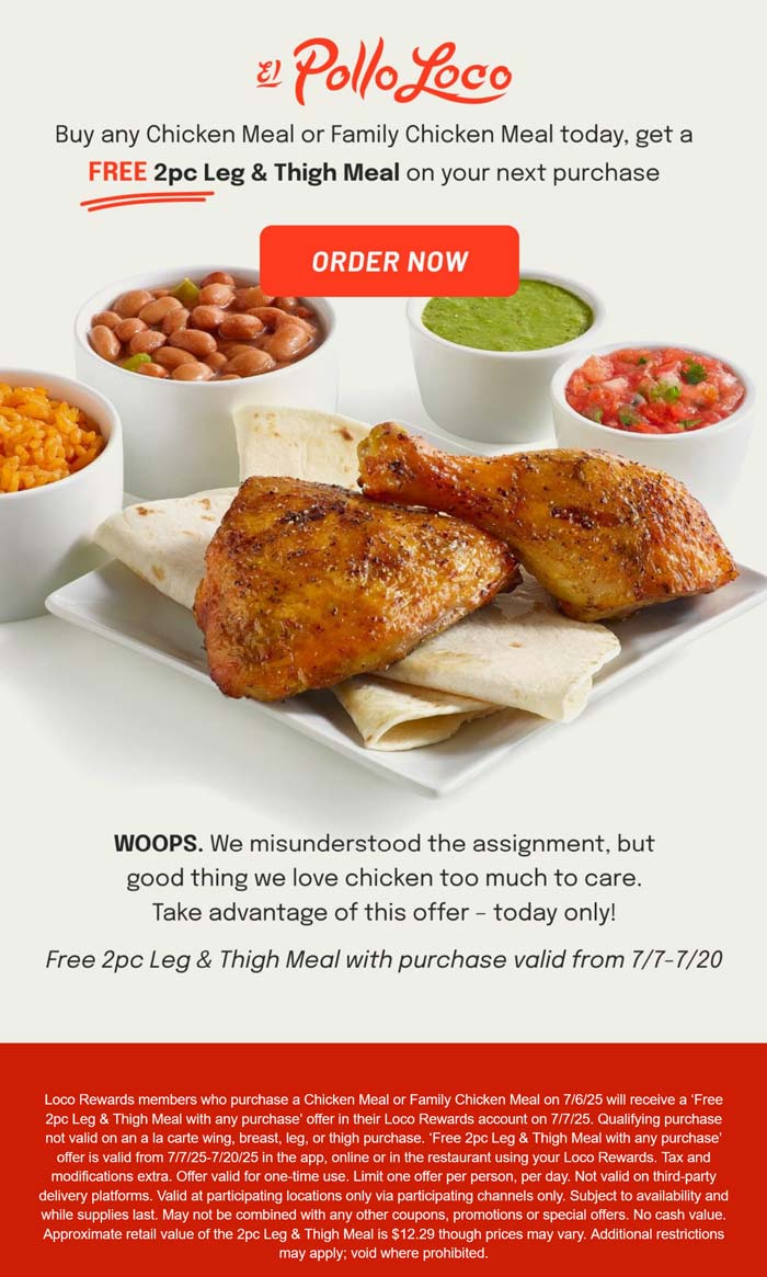 El Pollo Loco coupons & promo code for July 2025