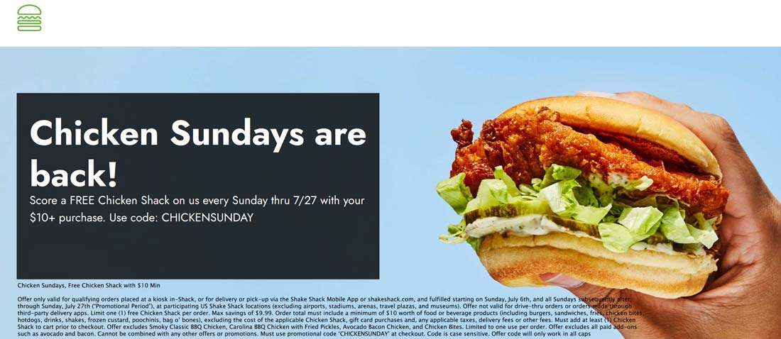 Shake Shack coupons & promo code for July 2025