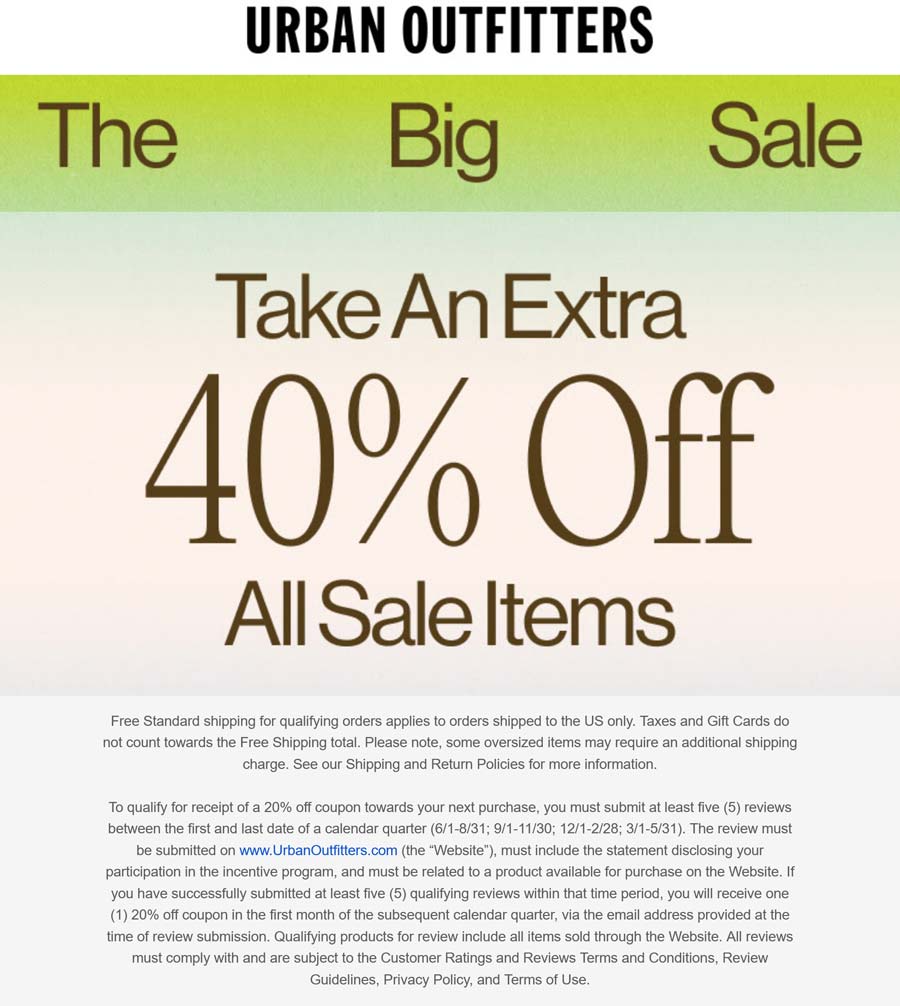 Urban Outfitters coupons & promo code for July 2025