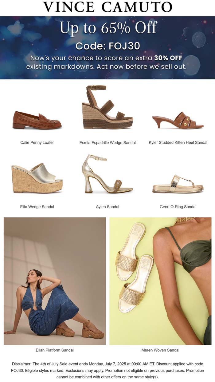 Vince Camuto coupons & promo code for July 2025