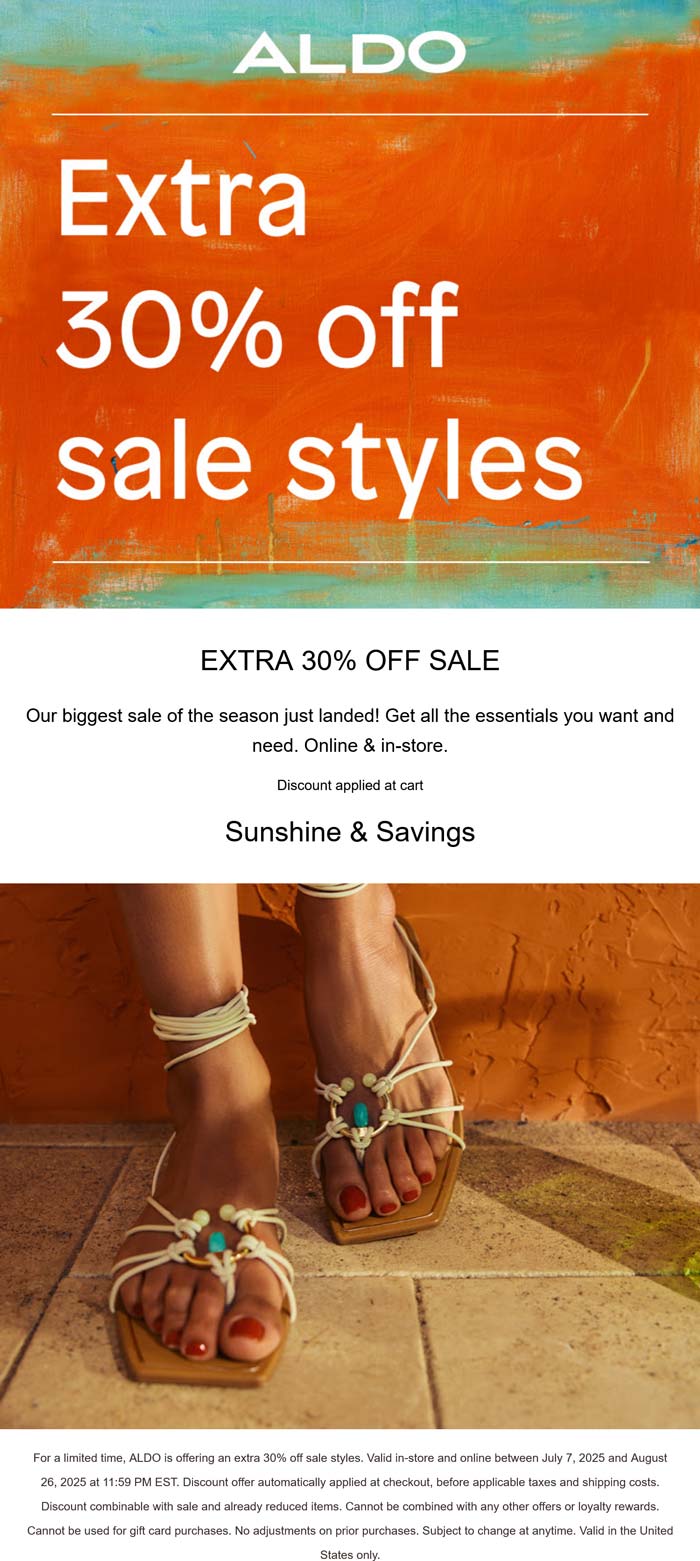 Aldo coupons & promo code for July 2025