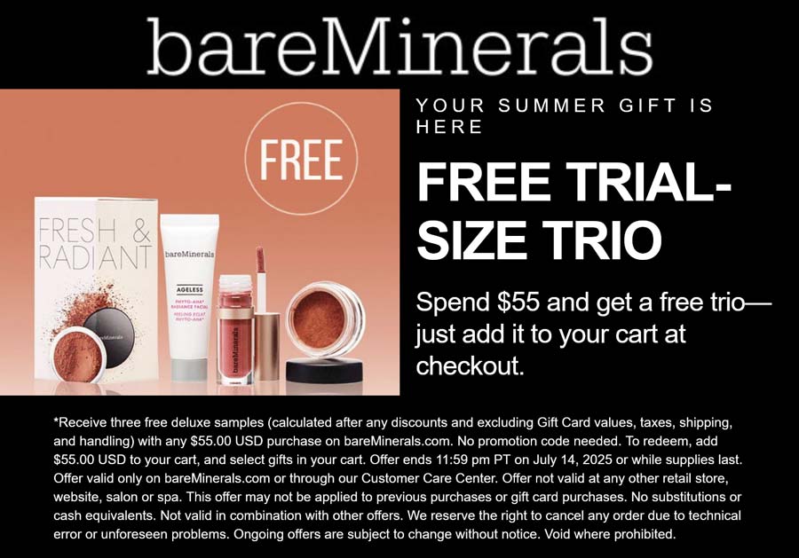 bareMinerals coupons & promo code for July 2025
