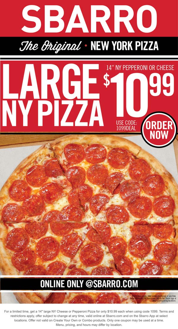 Sbarro coupons & promo code for July 2025
